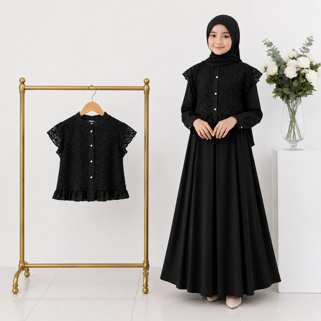 RIANA MUSLIM ผู้หญิง GAMIS SEPARATE VEST DRESS สําหรับอายุ 5-12 ปี SIMPLE SWEET LOOK แฟชั่นABLE