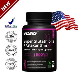 60 Kapsul, Mengandung Glutathione Dan Astaxanthin,Bermanfaat Untuk Kesehatan Kardiovaskular, MemperlambatPenuaan, Dan Efek Memutihkan.