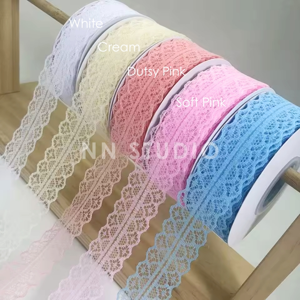 [1 เมตร] KOREAN LACE RIBBON 3 CM - EMBROIDERED LACE RIBBON 1 เมตร FLOWER WRAP RIBBON