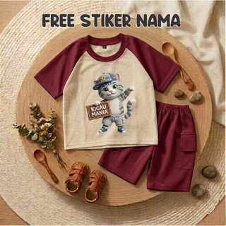 GRATIS STIKER NAMA SETELAN ANAK KARGO PENDEK KUCING KICAU MANIA