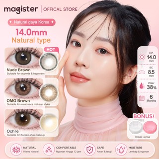 [14mm Natural Type] Magister Softlens Minus 0.00 s/d -6.00 Ukuran Mini Alami Lensa kontak berwarna Nature Gaya Korea Nude Brown Beige Brown Charcoal Gray OMG Brown Ochre