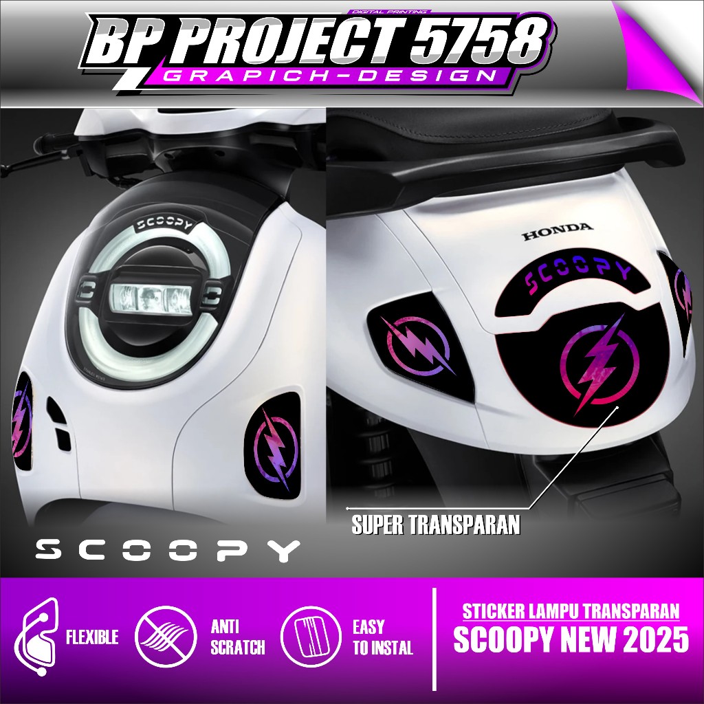 สติ๊กเกอร์ไฟเลี้ยว + Stoplamp Scoopy 2025 สติ๊กเกอร์คิ้วไฟเลี้ยวโปร่งใส Scoopy New 2025 2026 BP.01