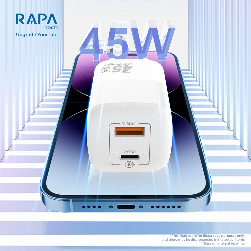 หัวชาร์จ HP RAPAtech GaN CH5120 45W Dual Port USB-C และ USB-A thumbnail 3