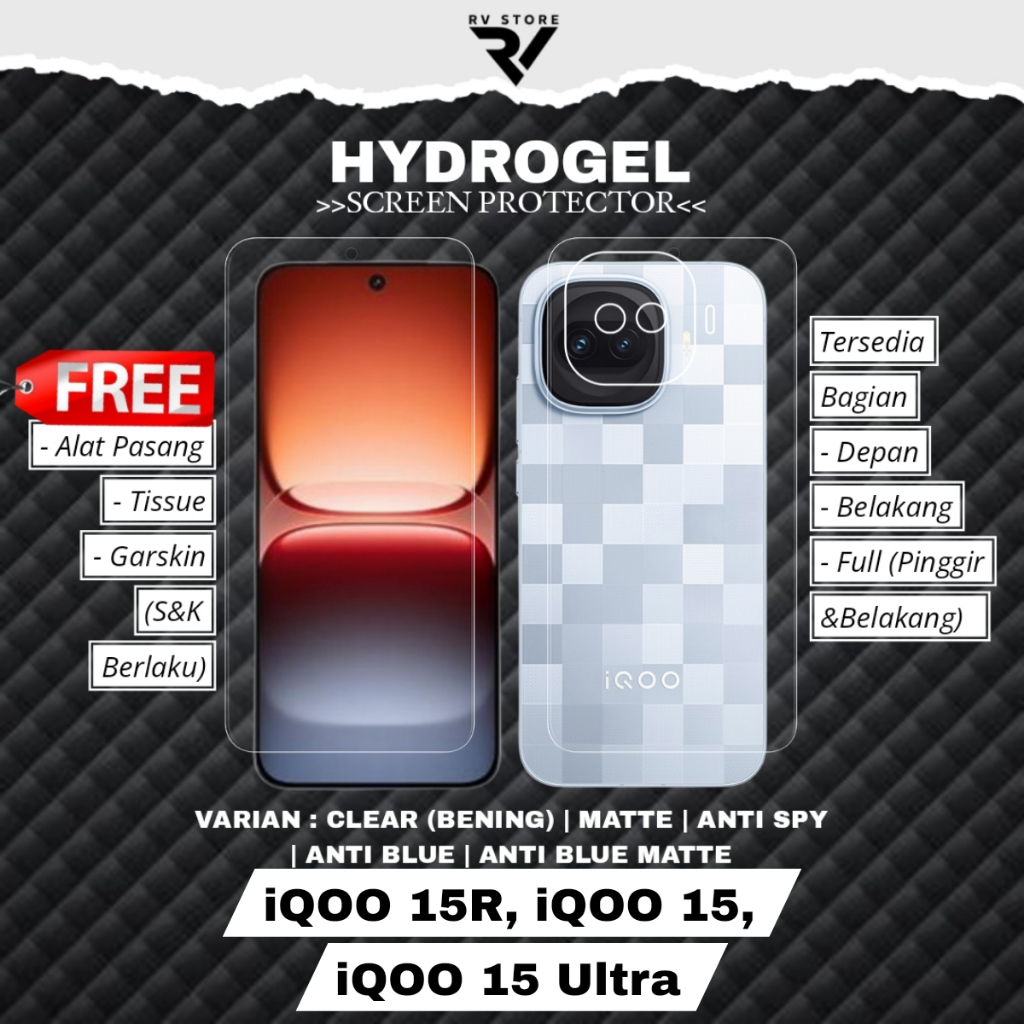 ไฮโดรเจลป้องกันรอยขีดข่วน iQOO 15R, iQOO 15, iQOO 15 Ultra Screen Guard