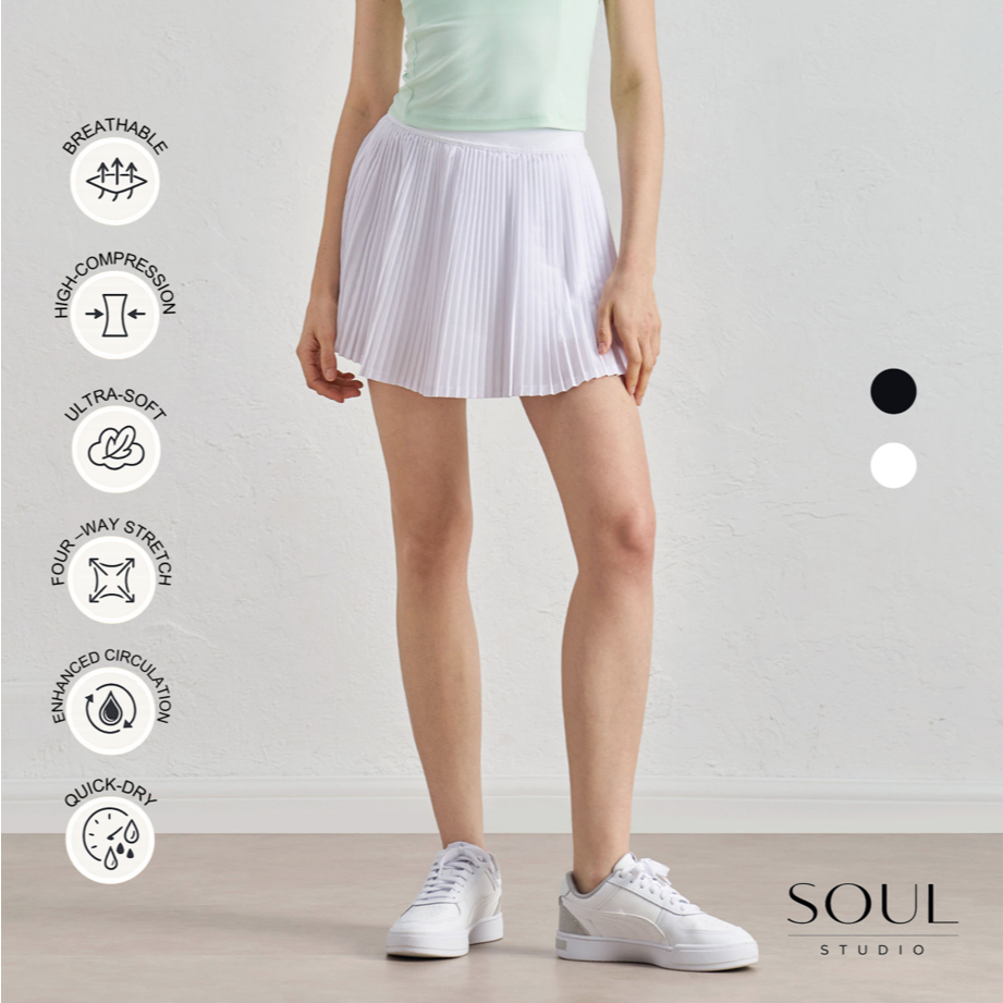 Soul Studio Cory จีบ Active Skort สําหรับ Padel Tennis Golf แบดมินตันวิ่งกีฬา