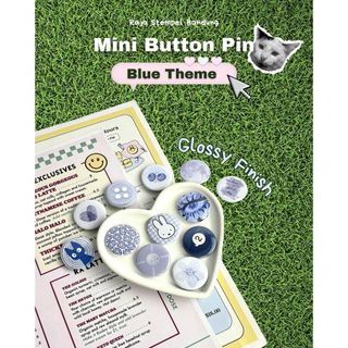 PAKET MURAH PIN TEMA BUTTON (BLUE)  1 LUSIN (12 PCS) I BROS ANIMASI LUCU PIN PENITI, TAS, TOTE BAG