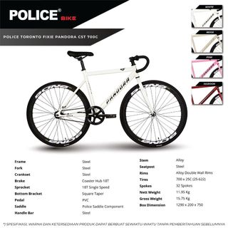 SEPEDA FIXIE ELEMENT POLICE PANDORA 700C REM TORPEDO ROAD BIKE SEPEDA BALAP