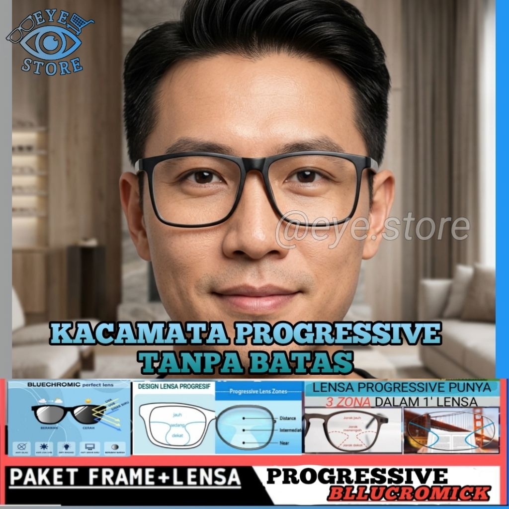 PROGRESSIVE BLLUCROMICK แก้ว || PHOTOCROMIC READING AND WALKING GLASSES PROGRESSIVE LENS สําหรับผู้ช