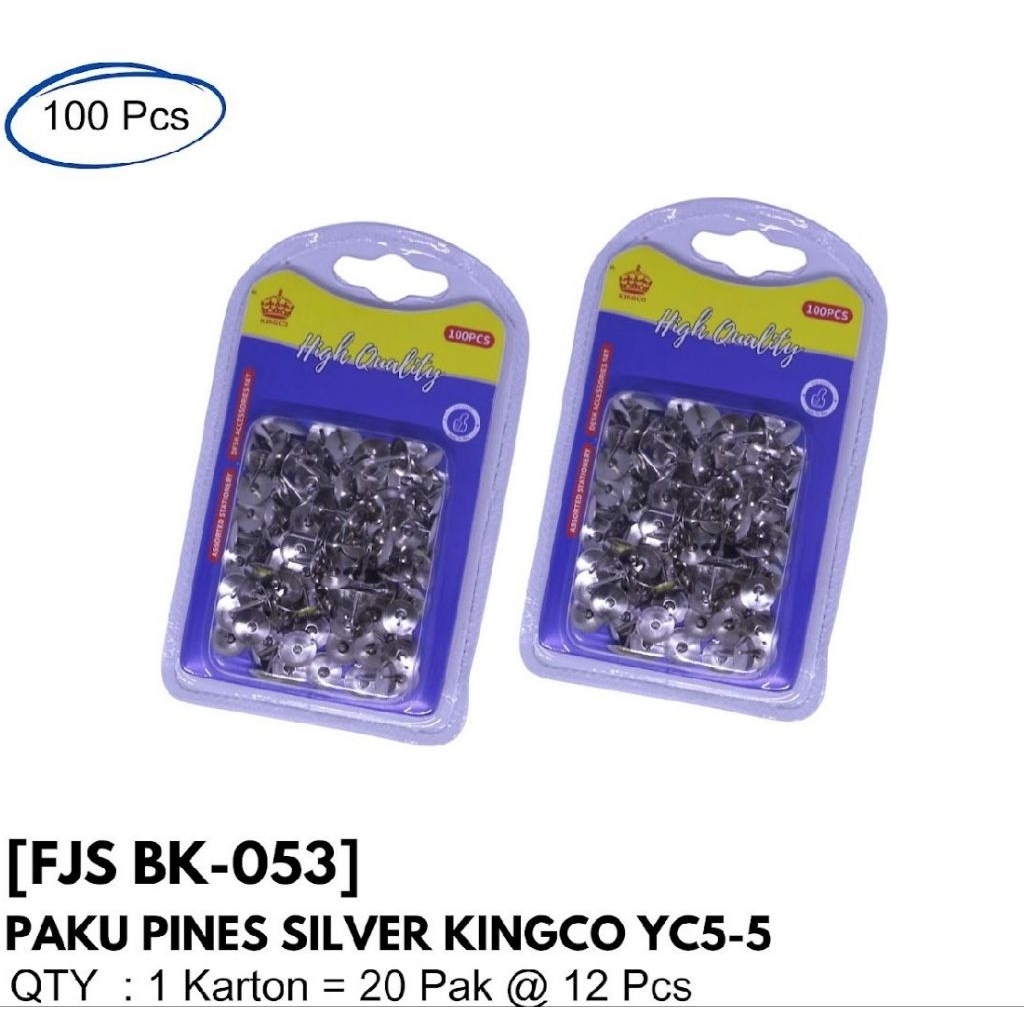 [ 1 PACK, 2 PACK, 3 PACK AND 6 PACK ] PUSH PIN TR KINGCO YC4-5 (FJS BK-052), KINGCO SILVER PINE NAIL