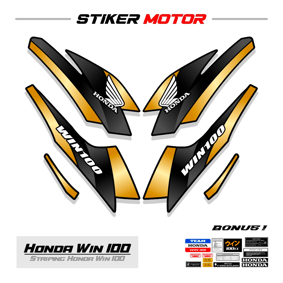 WIN29 Striping สติกเกอร์ Honda Win 100 สติกเกอร์ Variations สติกเกอร์ Striping Decal Scootlet Scotli