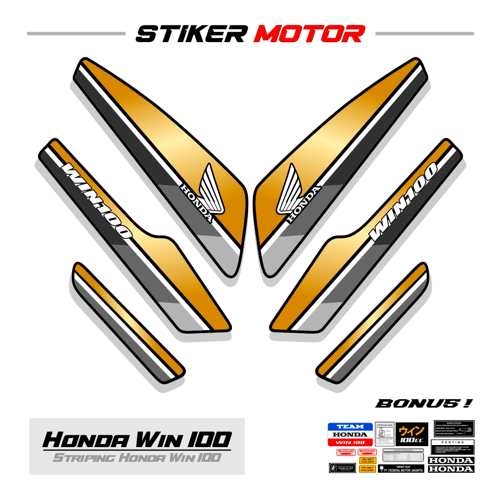 WIN31 Striping สติกเกอร์ Honda Win 100 สติกเกอร์ Variations สติกเกอร์ Striping Decal Scootlet Scotli