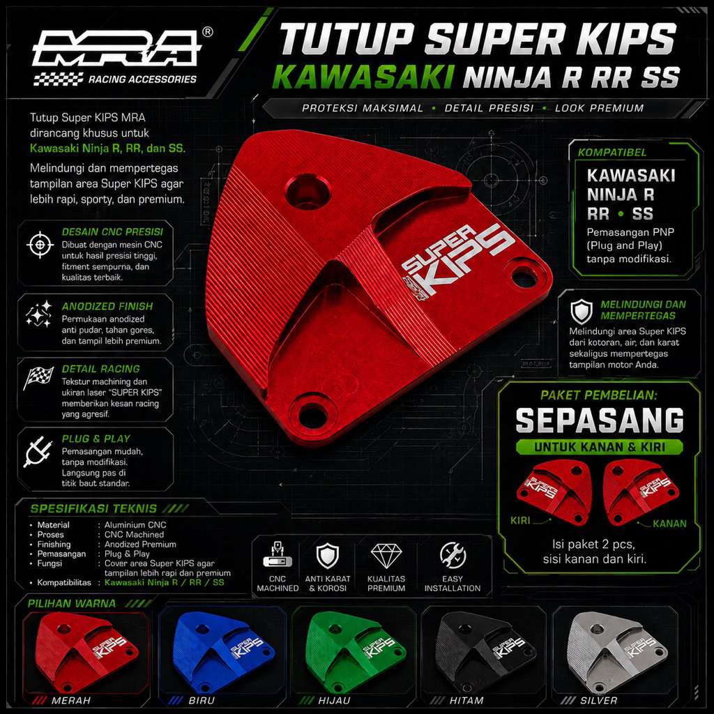 ฝาครอบ KIPS SET V1 ซ้ายขวา KAWASAKI NINJA R RR SS FULL CNC PREMIUM 6061y