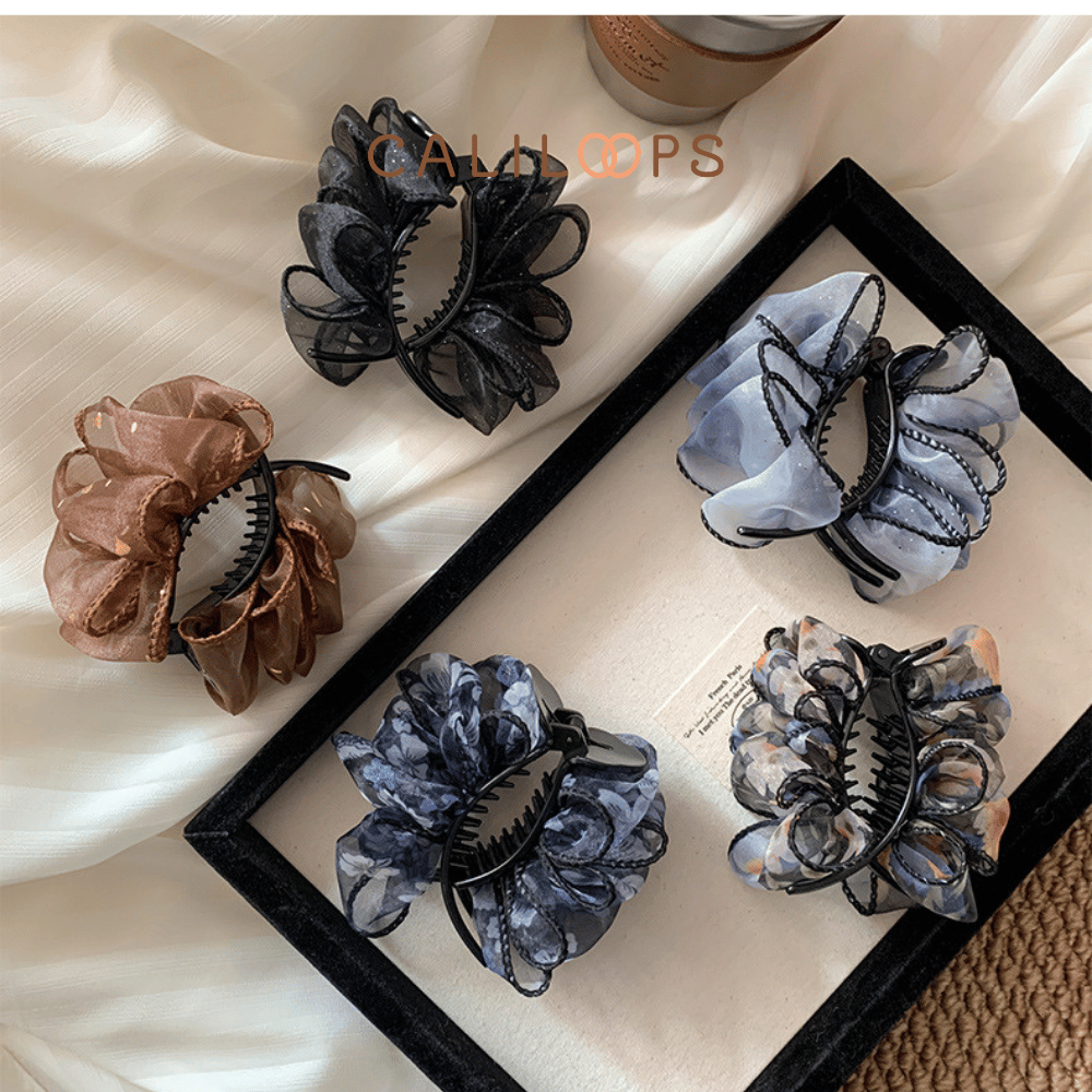 Caliloops กิ๊บติดผม Scrunchies Flower Hair Claw ผู้หญิงสไตล์เกาหลี Celine