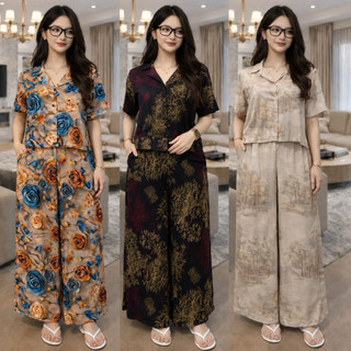One Set Crop Setelan Celana Kulot Hightwaist