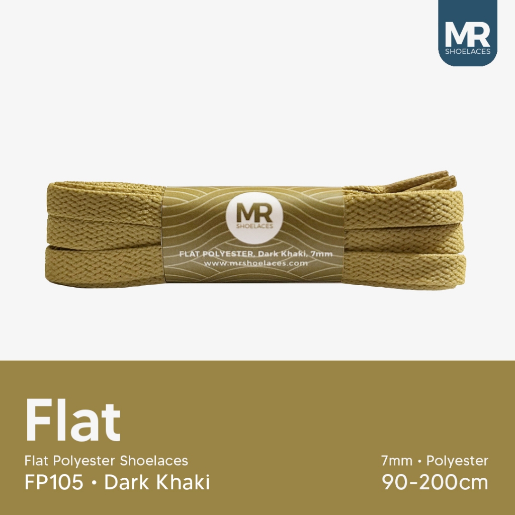 MR Shoelaces FP105 Dark Khaki (Dark Khaki) เชือกผูกรองเท้าโพลีเอสเตอร์แบน 7mm 80cm 90cm 100cm 120cm 