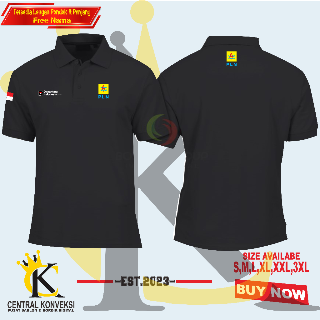 PLN เสื้อยืดคอปกบริษัท/PL BUMN เสื้อโปโลบริษัทมีให้เลือกยาว/แขนสั้น L-3XL