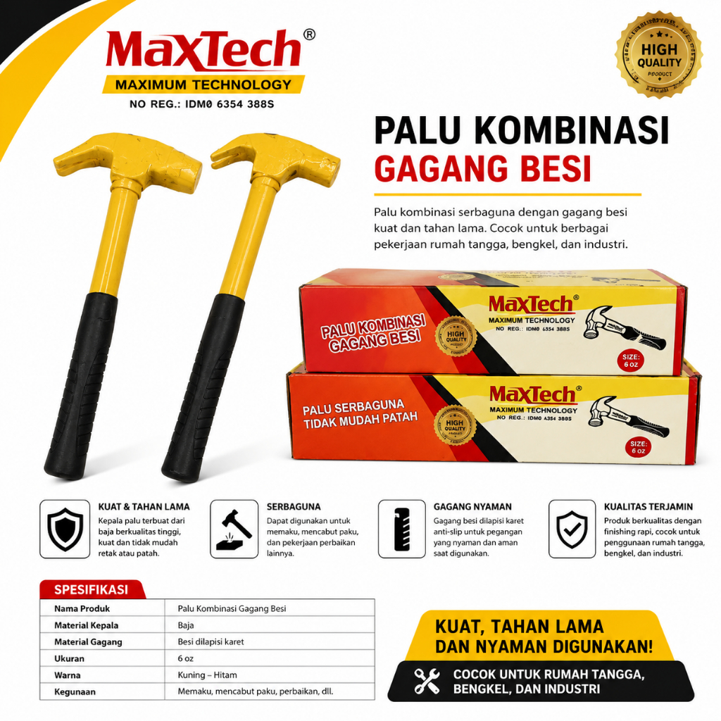 MAXTECH ค้อนแพะด้ามเหล็กเต็ม 8oz 16oz