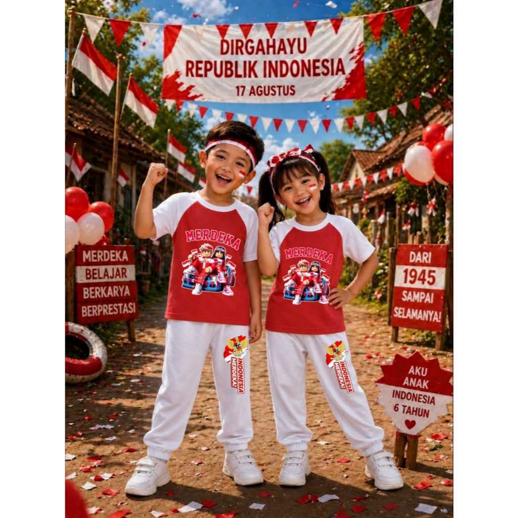 AS_STORE99 - CHILDRENS SUITS FOR AUGUST 17TH INDEPENDENCE DAY / SHORT T-SHIRT AND LONG PANTS JOGER R