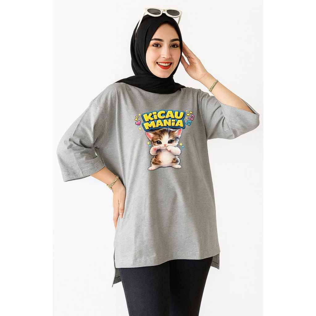 Jumbo Oversize Top 7/8 Sleeve Kicau Mania Cat Image