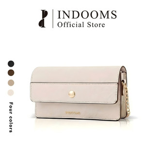 INDOOMS Tas kulit dengan penutup rantai kecil dan portabel, tas bahu, tas selempang