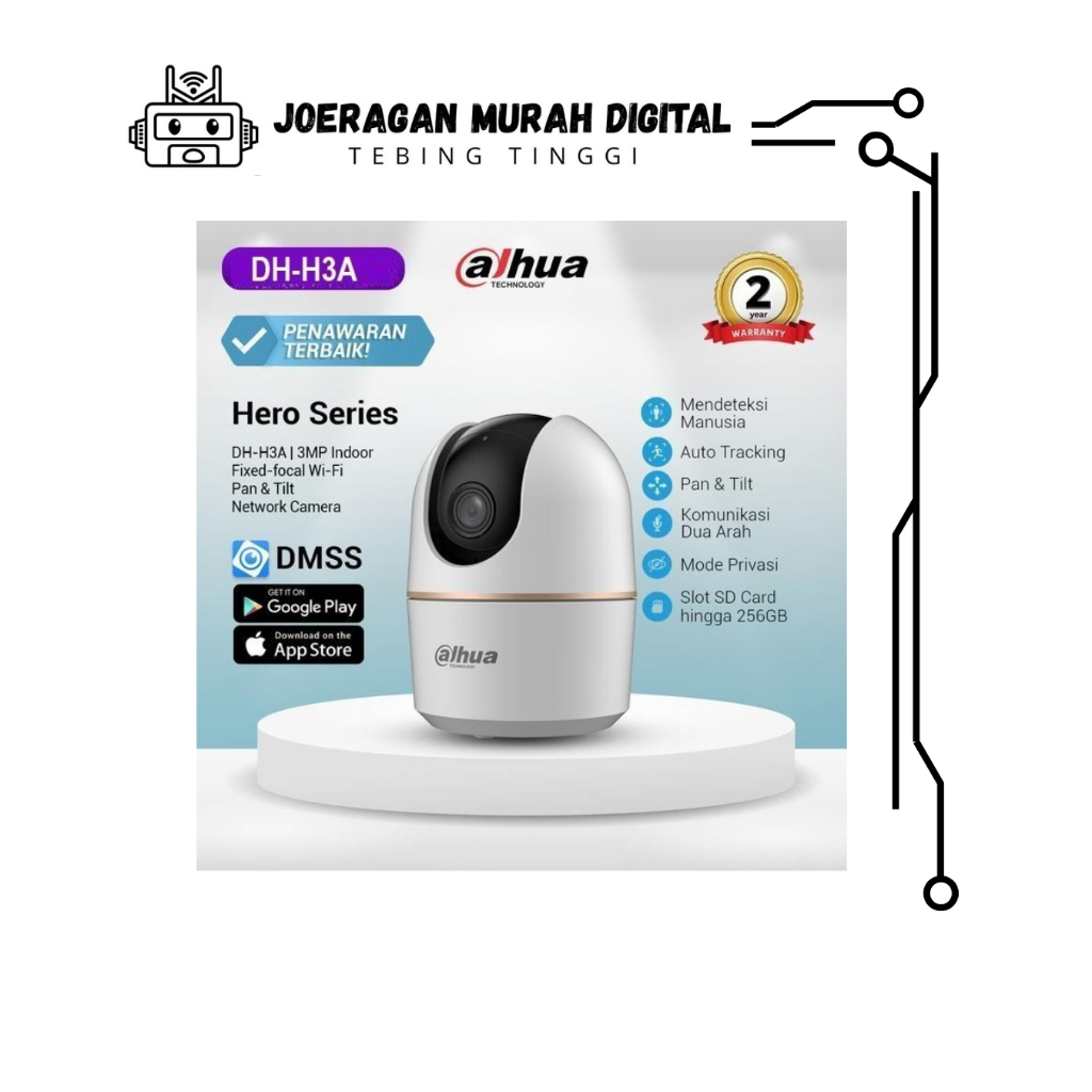 Dahua H3A กล้องวงจรปิด 3MP WiFi Indoor PTZ 360 กล้อง IP อัจฉริยะชุดฮีโร่ไร้สาย