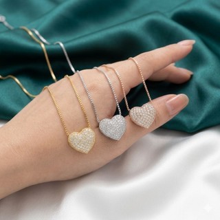 Xuping88 Kalung dan Liontin motif Love full mata wanita titanium antikarat lapis emas-RENI