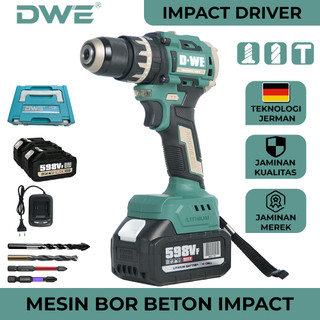 D•WE D-131 NEW 1800r/min brushless bor beton impact 65NM 3mode mesin cordless impact drill 598VF 10cell baterai impact Cocok untuk beton, kayu, logam, ubin, serta perakitan furnitur DIY