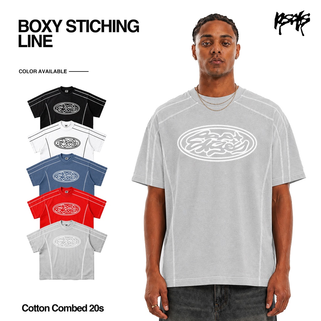 Popsicles Boxy Stitching Line Cartel - หลากสี - เสื้อยืด Boxy Crop