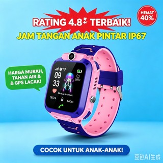 Q12 Anti Air IP67-Tahan Air Anti Air Jam tangan anak untuk telepon anak Gps Digital Smartwatch anak Waterproof Kids Smart Watch Jam Tangan Anak Pintar IP67 Tahan Air, GPS Lacak, Panggilan, Tahan Lama, Rating 4.8, Cocok untuk Anak-anak