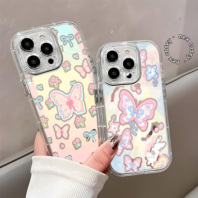 CASE CASING MIRROR CLEAR SHINING BUTTERFLY สําหรับ OPPO A1K A3 A3S A3X A5 A5S A5X A6 A6X A9 A15 A16K