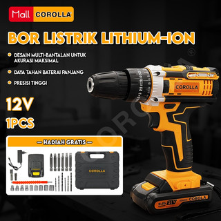 Corolla Mesin Listrik Bor Listrik Impact Drill Listrik Mesin Baterai Bor Tangan/Bor Listrik Lithium-ion Electric Drill Set 12V/Mesin Bor/Cordless Drill/Tukang Bor Listrik/Cordless Screwdriver