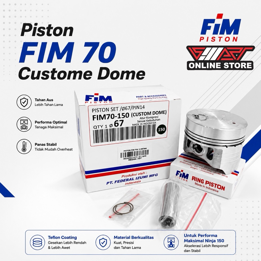PISTON FIM 70 PIN 14 CUSTOM DOME 66MM 67MM 68MM