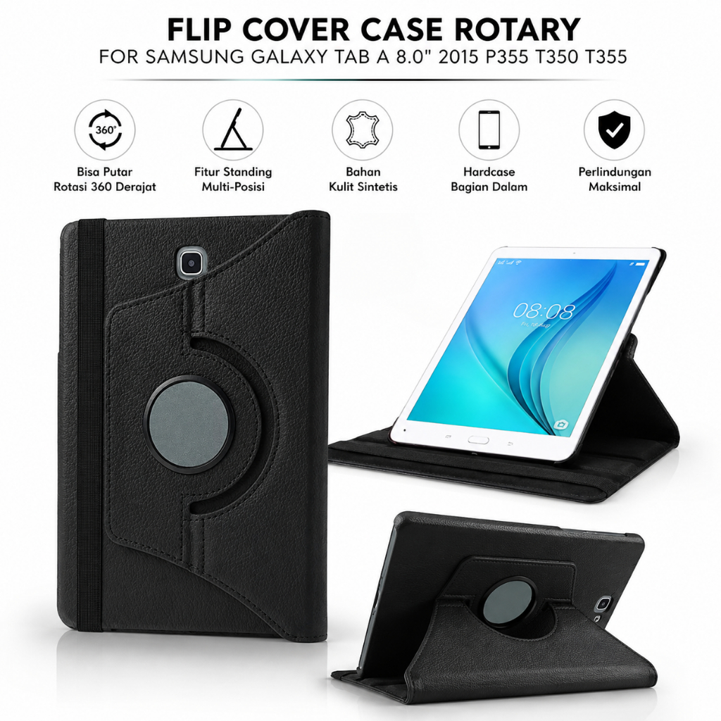 Samsung Galaxy Tab A 8 2015 8 นิ้ว P355 T350 T355 Flip Cover Stand Leather Case 360 Rotation Model