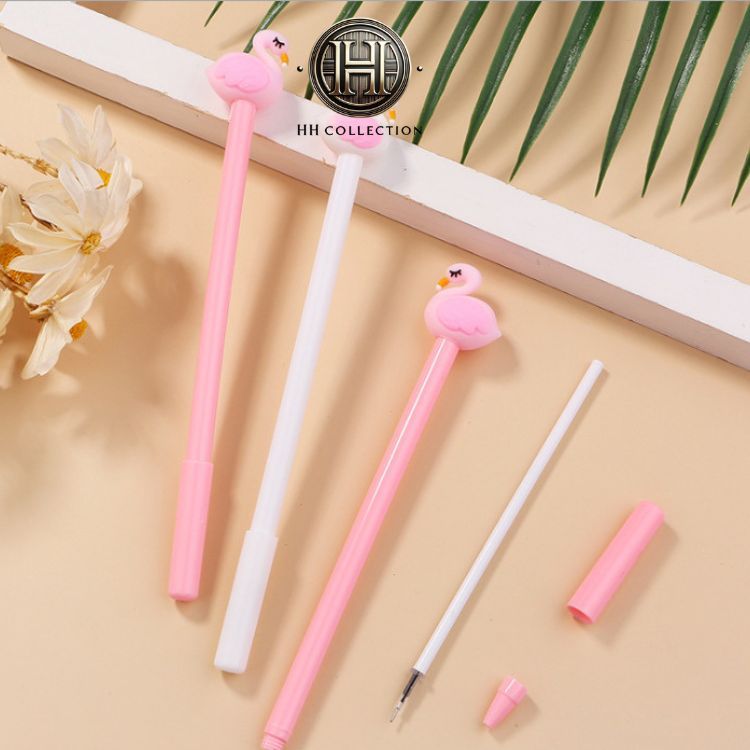 HH Flamingo Character Pen Cute Stork Character Gel Pen School Office Stationery ATK 3D Pen