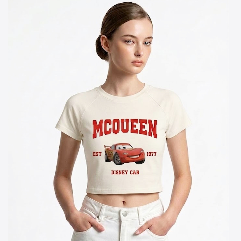 ERCOLA - เสื้อครอป Tee MCQUEEN Disney Car Cotton Combed 24s