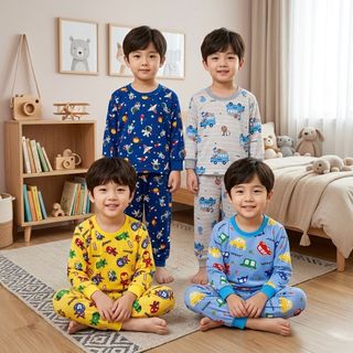FOYA Kids - Setelan Premium baju tidur anak unisex/motif fullGambar usia 0-6 tahun/setelan baju tidur/piyama anak/setelan celana panjang