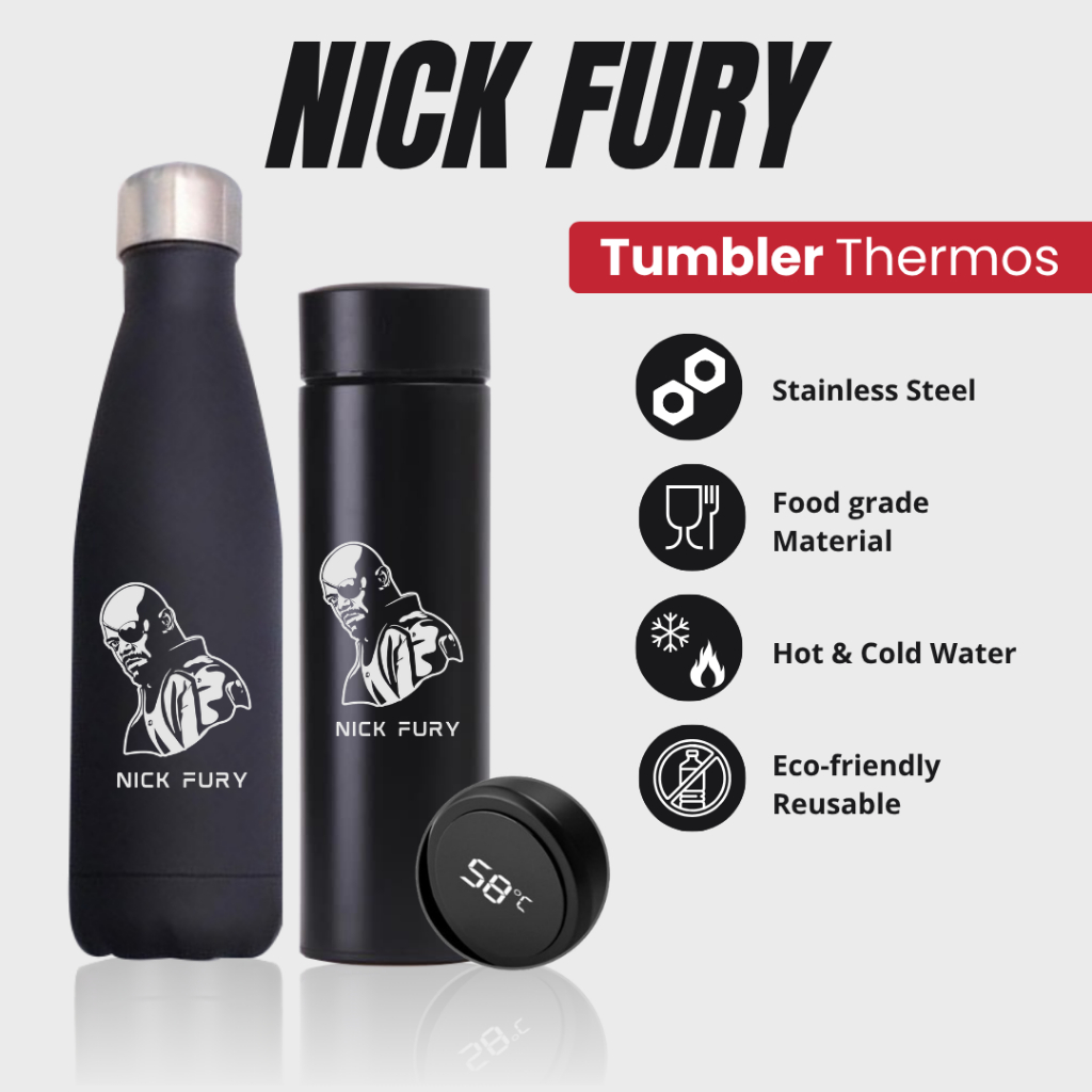 TERMOS NICK FURY - TUMBLER THERMOS CUSTOM DESIGN NICK FURY โลโก้