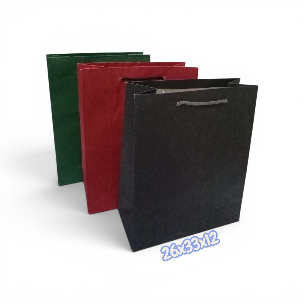 (12 ชิ้น) ถุงกระดาษสีพื้น ขนาด 26x33x12 จํานวน 12 ชิ้น