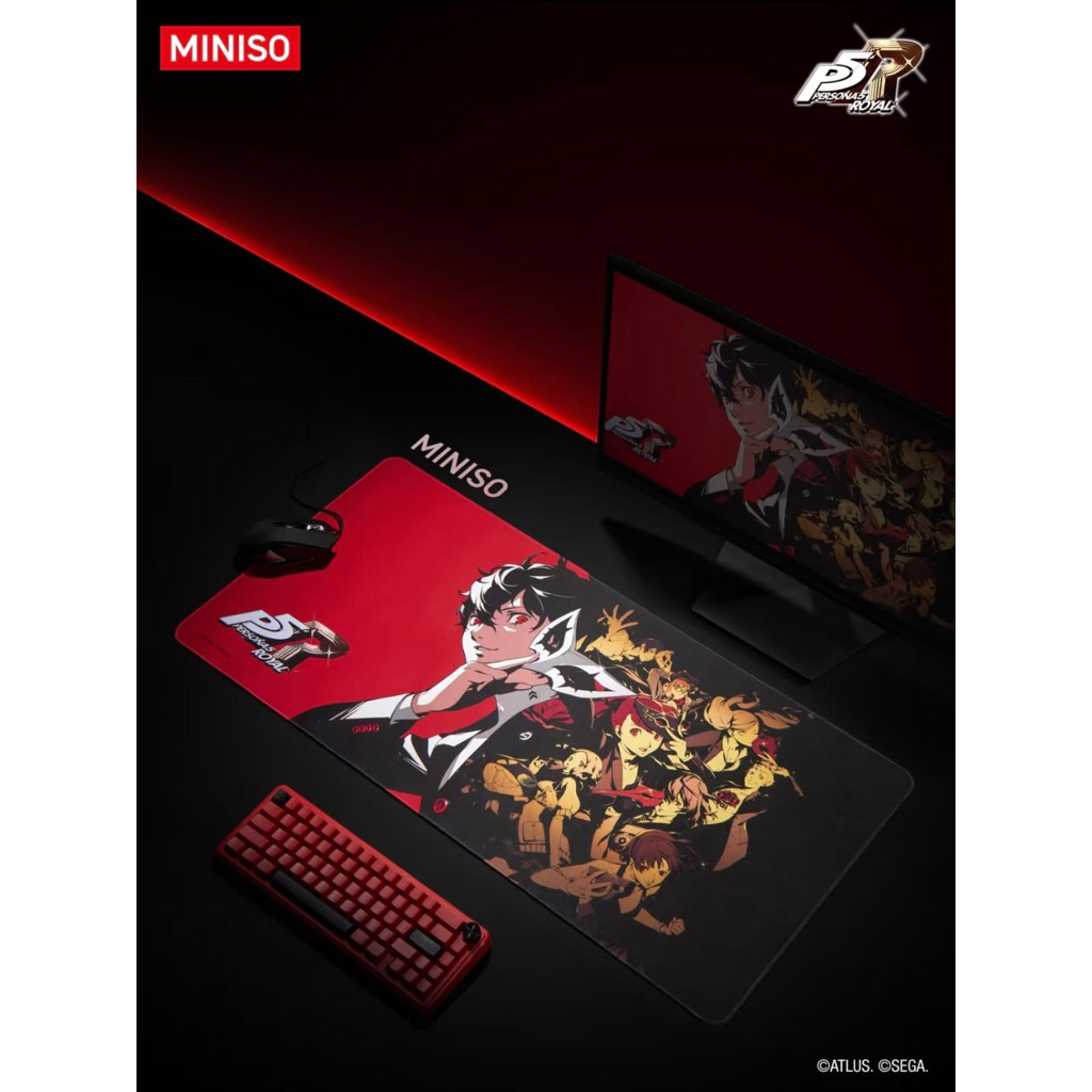 Miniso Persona 5 Mousepad Deskmat Persona, Blindbox Hippers Persona, พวงกุญแจ Plushie Besar Persona,