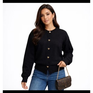 Cardigan Rajut Monica Kancing Love - Atasan Rajut Wanita Kekinian Korean Style