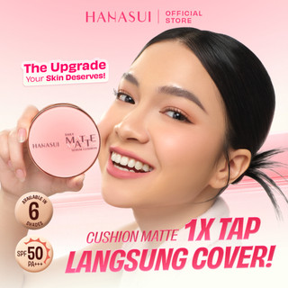 [NEW LAUNCH] Hanasui Daily Serum Matte Cushion SPF 50 | High Coverage - Matte Filter Technology - Pore Blurring - Matte Finish - Lightweight - Tahan Lama Hingga 12 Jam Tanpa Oksidasi - Non Oxidize - Skincare Infused Formula - Cushion Murah - Cushion Viral