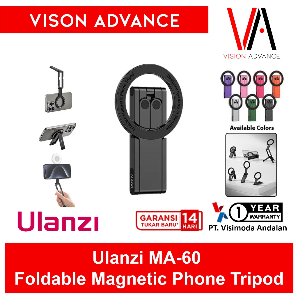 Ulanzi MA60 ขาตั้งกล้องโทรศัพท์แม่เหล็กแบบพับได้ขาตั้ง Ulanzi MA-60 MagSafe Mini ขาตั้งกล้องสมาร์ทโฟ