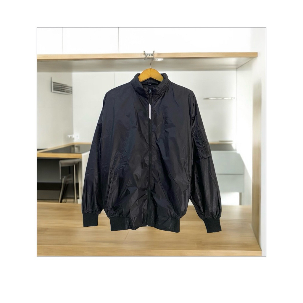 KAF BOMBER PLAIN BLACK BOMBER JACKET สําหรับผู้หญิงและผู้ชาย
