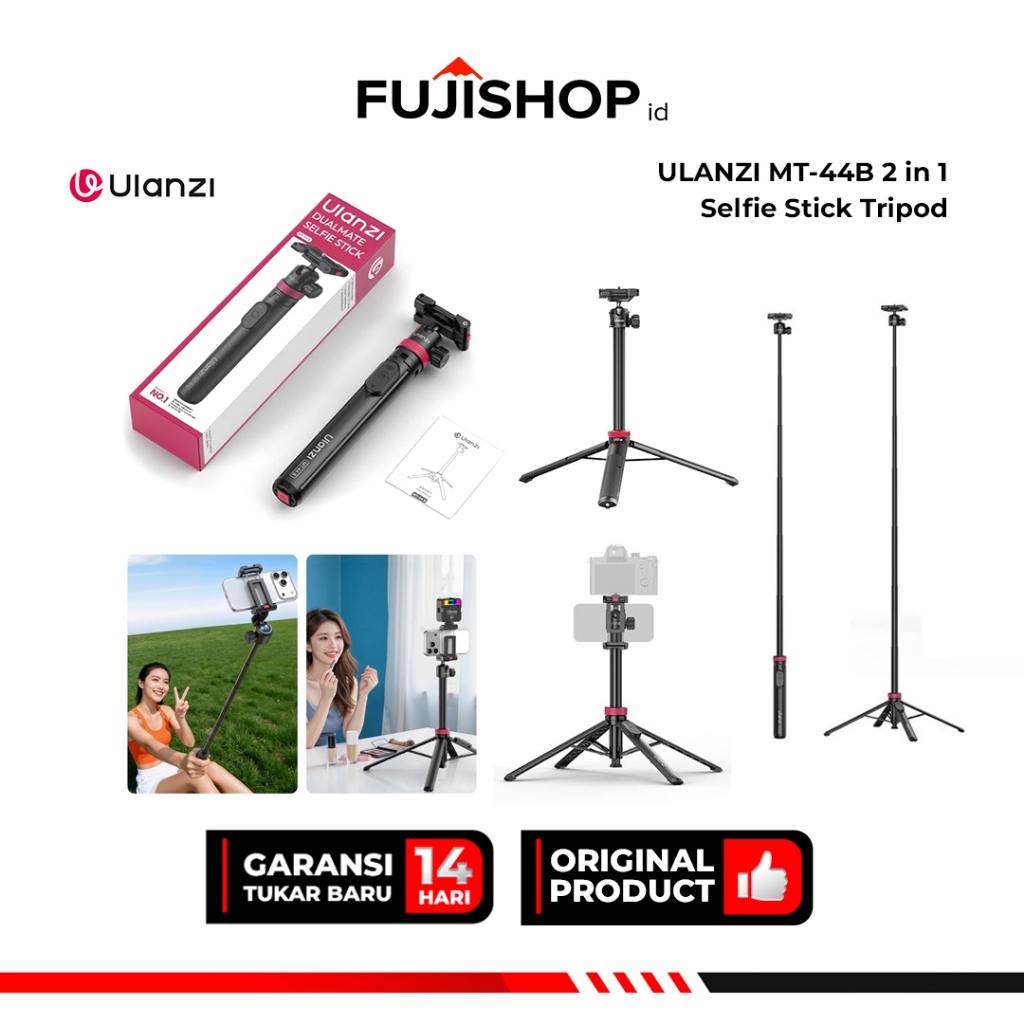 Ulanzi MT44B MT-44B ขาตั้งกล้องแบบยืดได้แหนบ Ulanzi MT 44B สําหรับกล้องสมาร์ทโฟน HP Selfie Stick