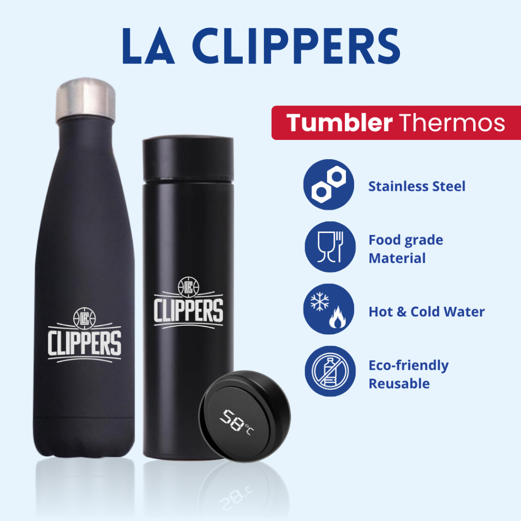 TERMOS LA CLIPPERS - TUMBLER THERMOS CUSTOM DESIGN LOGO LA CLIPPERS