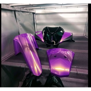batok lampu depan Honda Supra x 125 new betmen set spakbor depan plus dasi dada panel tengah Honda Supra x 125 new betmen warna pink lembayung gold