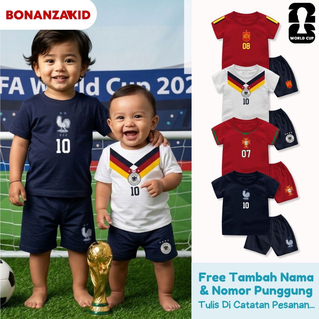 2026 ชุดเสื้อฟุตบอลเด็กทารกฟุตบอลโลก - "ฝรั่งเศสเยอรมันโปรตุเกสสเปน" ฟรีเพิ่มชื่อ