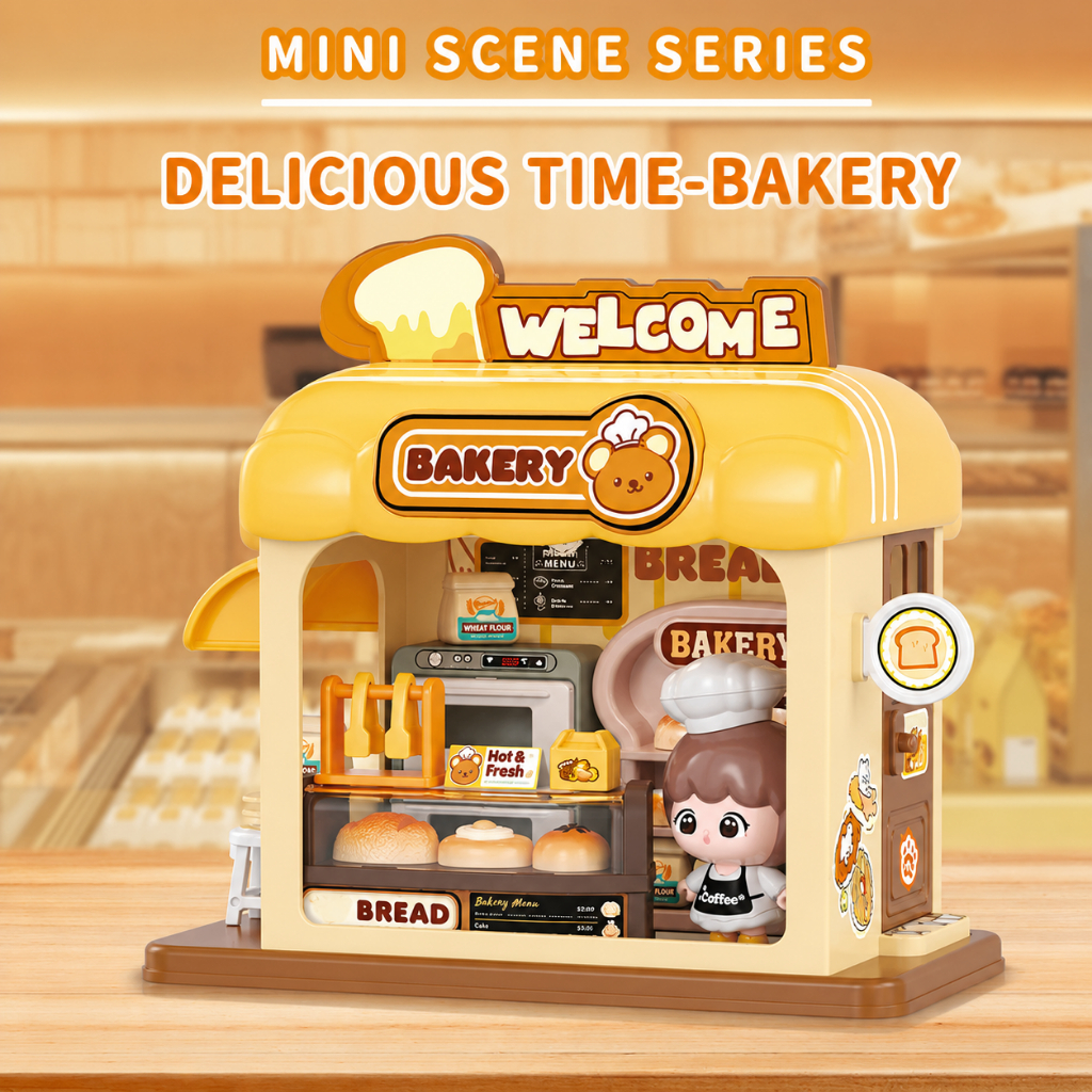 DIY MINI SCENE SERIES MINI JEL BAKERY SHOP/AESTHETIC BREAD SHOP WARM YELLOW 0425A