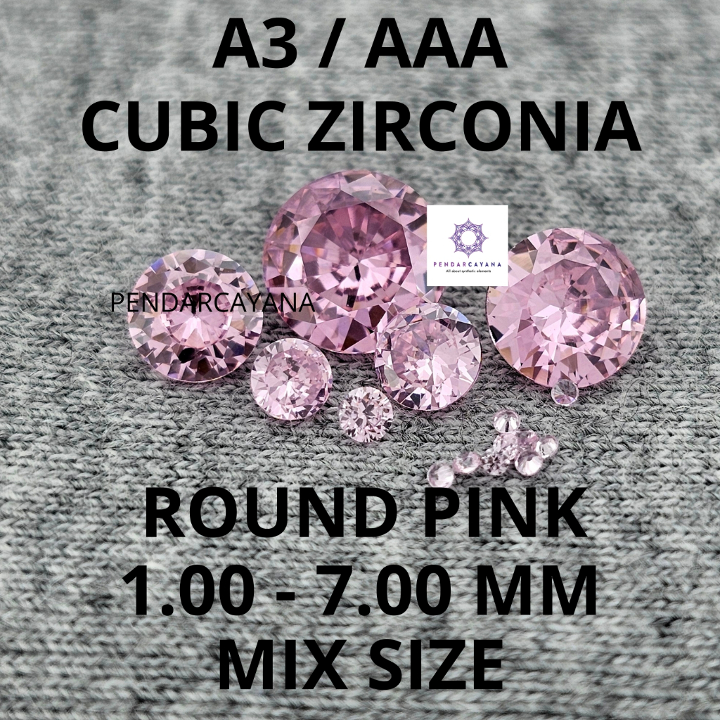 CUBIC ZIRCONIA A3 / AAA 1 - 7 MM ROUND PINK MIX / MIX