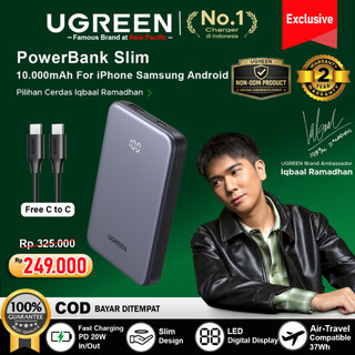 UGREEN Power Bank Slim 10.000mAh PD Type C Fast Charging 20w For iPhone Samsung Android